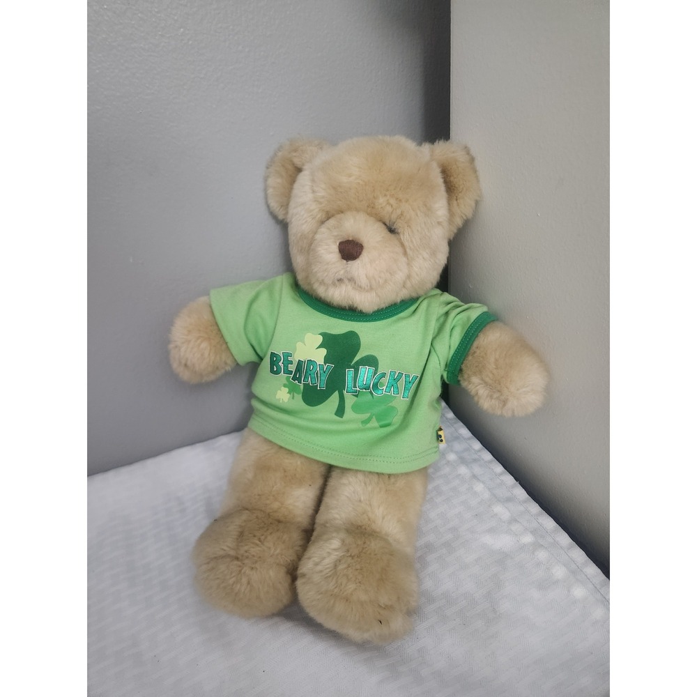 Build-A-Bear Workshop St Patricks Day Beary Lucky Tan Teddy Bear Green Shirt